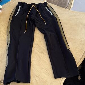 Rhude Black Sweatpants with Gold and Silver Details